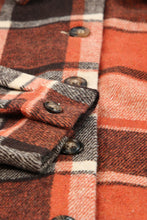 Load image into Gallery viewer, Red Plaid Button Front Hooded Shacket