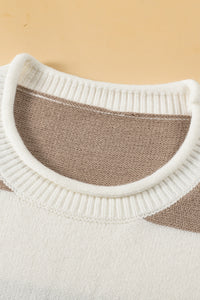 Khaki Stripe Dropped Short Sleeve Lightweight Knitted Top