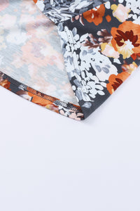 Multicolor Vintage Floral Flutter Sleeve Plus Size Top