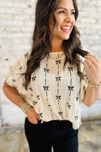 Load image into Gallery viewer, Brielle Bow Print Puff Short Sleeve Top