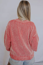 Load image into Gallery viewer, Red Casual Stripe Print Round Neck Sweater