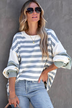 Load image into Gallery viewer, Striped Casual Drop Shoulder Pullover Sweatshirt