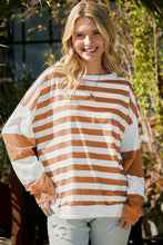 Load image into Gallery viewer, Striped Casual Drop Shoulder Pullover Sweatshirt