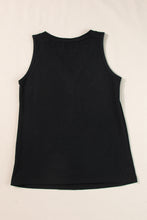 Load image into Gallery viewer, Black Half Button V Neck Patched Pocket Tank Top