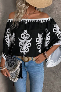 Camila Black Tribal Printed Blouse