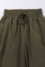 Load image into Gallery viewer, Green Brown Drawstring Elastic Waist Casual Wide Leg Pants