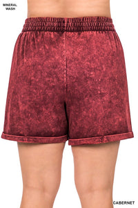 Plus Mineral Wash Drawstring Cuffed Shorts