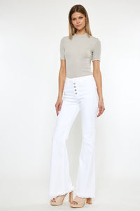 High Rise White Flare Jeans