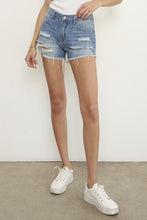 Load image into Gallery viewer, Natalie-RIPPED RAW HEM DENIM SHORTS