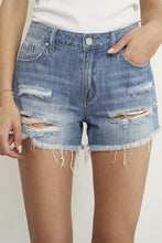 Load image into Gallery viewer, Natalie-RIPPED RAW HEM DENIM SHORTS