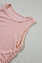 Load image into Gallery viewer, Apricot Pink Plain Ruched Side Slim Tank Top