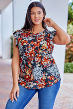 Load image into Gallery viewer, Multicolor Vintage Floral Flutter Sleeve Plus Size Top