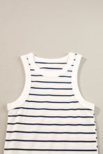 Load image into Gallery viewer, White Stripe Ribbed Knit Tank Mini Dress