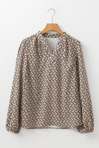 Adeline Khaki Geometric Print  Blouse