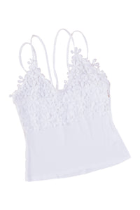 Casual Lace Overlay Strappy Hollow Out Camisole Top