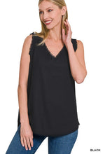 Load image into Gallery viewer, Linen Pre-Washed Frayed Edge V-Neck Sleeveless Top