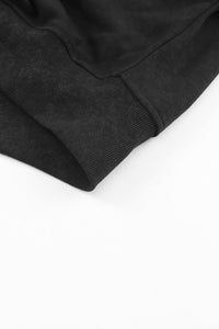 Black Acid Wash V-shape Open Back Sweatshirt