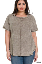 Load image into Gallery viewer, Plus Washed Baby Waffle Short Sleeve Top