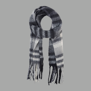 Cozy Plaid Scarf - Gray