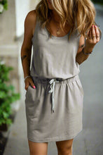 Load image into Gallery viewer, Gray Sleeveless Drawstring Waist Mini Dress