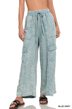 Load image into Gallery viewer, Washed Linen Elastic Band Waist Cargo Pants