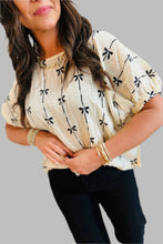 Load image into Gallery viewer, Brielle Bow Print Puff Short Sleeve Top