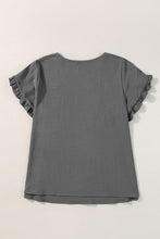 Load image into Gallery viewer, Dark Grey Ruffled Short Sleeve Plus Size Top