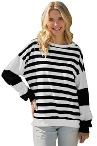 Striped Casual Drop Shoulder Pullover Sweatshirt