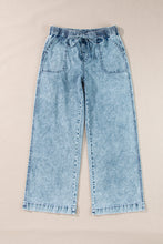 Load image into Gallery viewer, Myosotis Mineral Wash Drawstring Waist Loose Straight Denim Pants