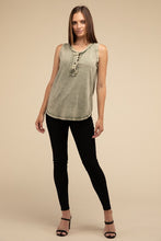 Load image into Gallery viewer, Olivia: Half-Button Raw Edge Sleeveless  Top