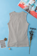 Load image into Gallery viewer, Gray Striped Cutout Twist Front Tank Top