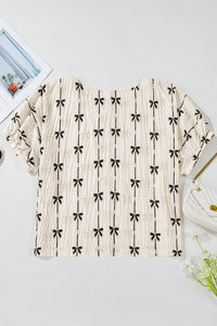 Brielle Bow Print Puff Short Sleeve Top