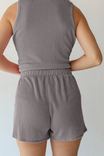 Load image into Gallery viewer, Erin-Medium Grey Corded Sleeveless Top and Pocketed Shorts Set