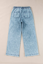 Load image into Gallery viewer, Myosotis Mineral Wash Drawstring Waist Loose Straight Denim Pants