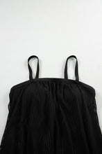 Load image into Gallery viewer, Black Striped Mesh Knotted Hem Tankini Swimsuit