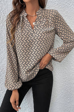 Load image into Gallery viewer, Adeline Khaki Geometric Print  Blouse