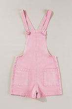 Load image into Gallery viewer, Pink Solid Color Knot Straps Denim Romper with Pockets