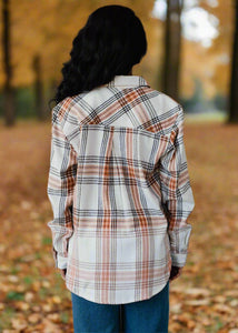 Cream, Rust & Black Plaid Flannel