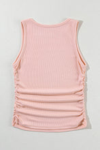 Load image into Gallery viewer, Apricot Pink Plain Ruched Side Slim Tank Top