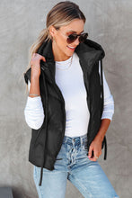 Load image into Gallery viewer, Black Sleek Quilted Puffer Hooded Vest Coat