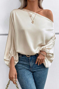 April Asymmetrical Satin Blouse