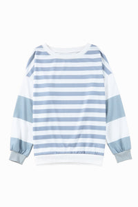 Striped Casual Drop Shoulder Pullover Sweatshirt