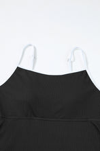 Load image into Gallery viewer, Black Sporty Ribbed Spaghetti Straps One Piece Swimdress