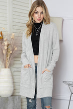 Load image into Gallery viewer, Beige Cable Knit Pocketed Open Front Long Cardigan