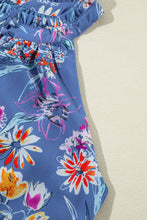 Load image into Gallery viewer, Sky Blue Floral Print Buttoned Neckline Tank Top