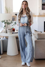 Load image into Gallery viewer, Beau Blue Light Wash Frayed Exposed Seam Wide Leg Denim Overall