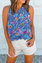 Load image into Gallery viewer, Sky Blue Floral Print Buttoned Neckline Tank Top