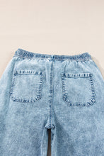 Load image into Gallery viewer, Myosotis Mineral Wash Drawstring Waist Loose Straight Denim Pants