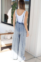 Load image into Gallery viewer, Beau Blue Light Wash Frayed Exposed Seam Wide Leg Denim Overall