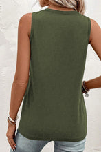 Load image into Gallery viewer, Jungle Green Half Button V Neck Patched Pocket Tank Top